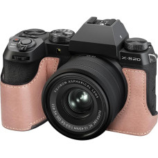 VOVMOEYA XS20 dėklas, pusiau fotoaparato dėklas Fuji XS20, odinis dėklas, suderinamas su Fujifilm X-S20 skaitmeniniu fotoaparatu, rožinės spalvos, fotoaparato dėklas