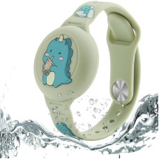 Dingfeiyu AirTag apyrankė Vaikų vandeniui atspari, apsauganti nuo praradimo ir įbrėžimų AirTag apyrankė vaikams, silikoninis AirTags dėklas laikiklis dėklas mažyliui (Dinozaurų žalia)