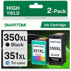 SMARTOMI 350XL 351XL kasetės pakeičia HP 350XL 351XL spausdintuvo kasetes, skirtas Deskjet D4260 D4360 D5360 D5360 Officejet J5780 J6410 Photosmart C4280 C4380 C4480 C4580 C5180 C522 80(1 juoda, 1
