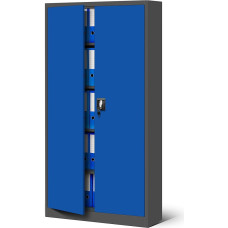 Domator24 Jan Nowak C001B Small Filing Cabinet with Double Doors Metal Cabinet Powder-Coated Sheet Steel Lockable 92.5 x 90 x 40 cm (H x W x D)
