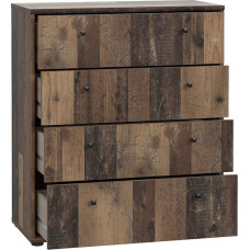 FORTE Tempra 2 komoda su 4 stalčiais, inžinerinė mediena, senovinis medžio stilius, 73,7 x 85,5 x 34,8 cm (plotis x aukštis x gylis)
