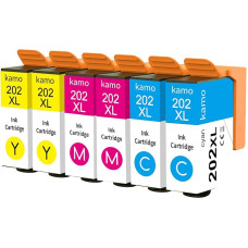 kamo 202 XL Printer Cartridges Compatible with Epson 202 202XL Cartridges for Epson Expression Premium XP-6000 XP-6005 XP-6100 XP-6105 (2 x Cyan, 2 x Magenta, 2 x Yellow)