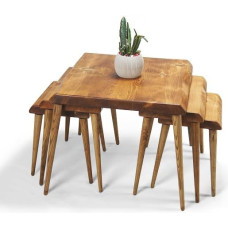 Massivholz 6-teiliges Nisttisch-Set - Rustikale handgefertigte Beistelltische aus Holz mit zwei Beistelltischen für Wohnzimmer, Couchtische & platzsparende Möbel