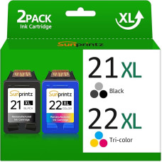 SUNPRINTZ 21XL 22XL juodos ir spalvotos rašalo kasetės, skirtos 21 22 spausdintuvams, skirtos HP 21 XL 22XL, skirtos HP Deskjet F2120 F2280 F380 F4180, PSC 1410 1415, skirtos Officejet 4315 4355 spausdintuvams