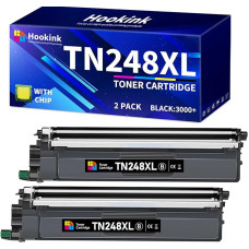 Hookink TN248XL TN-248XLBK Black Toner Suderinamas su Brother TN248 TN-248 MFC-L3760CDW Toneris DCP-L3560CDW HL-L3240CDW MFC-L3740CDWE HL-L3220CW DCP-L3520CDW MFC-L8390CDW (2 Juodi