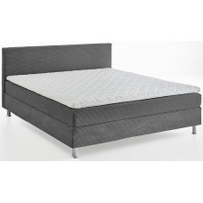 ATLANTIC home collection Wooden Box Bed with Grate and Spring Mattress, Dark Grey, 180 x 200 cm