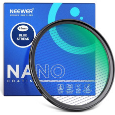 NEEWER 49 mm Blue Streak anamorfinis filtras, optinis HD stiklas, 360° pasukamas anamorfinis išsklaidytos šviesos specialaus efekto objektyvo filtras, 28 sluoksniai, daugiasluoksnis padengtas aliuminio lydinio rėmelis