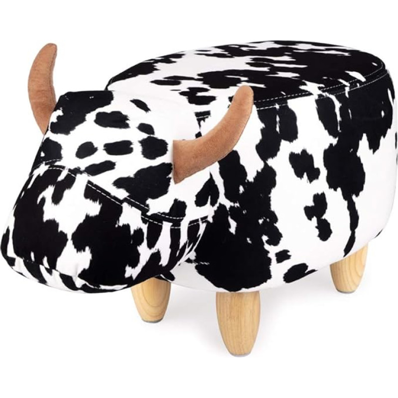 balvi La Vache taburetė Juodos / baltos spalvos karvės formos medinės kojos Poliesteris / mediena