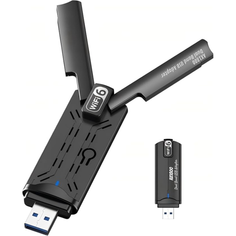 Ouitble USB WLAN Stick adapteris 1800Mbps 2.4GHz/5GHz USB 3.0 Dual Band WiFi 6 Dongle Stick adapteris su 2 x 5dBi WLAN antena Wins 10 11