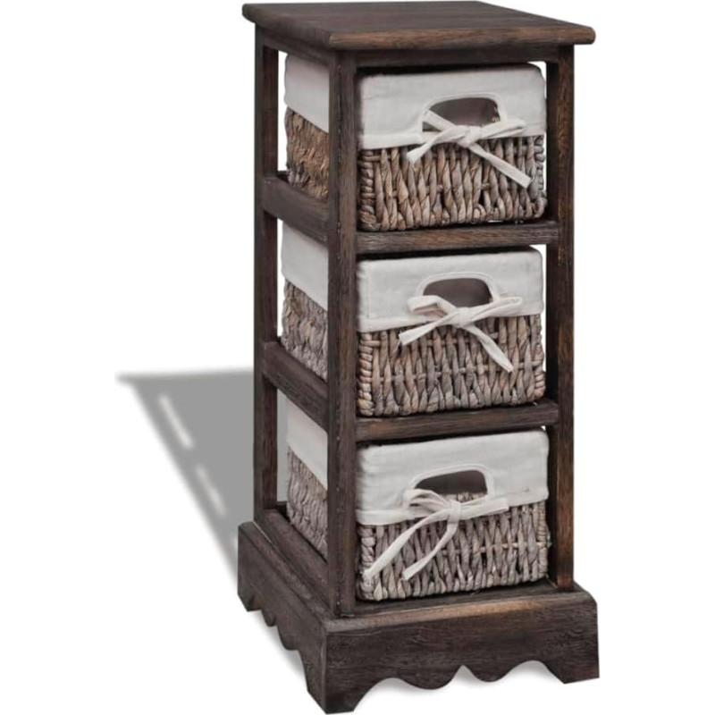 Myheimly Krepšelis Lentyna Medinė spinta Naktinė spintelė Sideboard su 3 krepšeliais Ruda