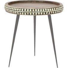 byLIVING Jana šoninis staliukas / Mango mediena Natūralus metalo raštas Juoda / ruda D 35 / H 42