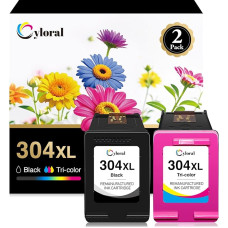 Cyloral 304XL spausdintuvo kasetės Envy 5000 5030 5055 5058 Deskjet 2600 2633 3700 3735 3755 3760 3764 AMP 100 120 130 HP 304 XL (1 juoda 1 spalvota )