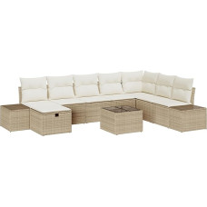 Rantry 9-teiliges Garten Sofa Set mit Kissen Beige Poly Rattan Gartenlounge Modelis3359440