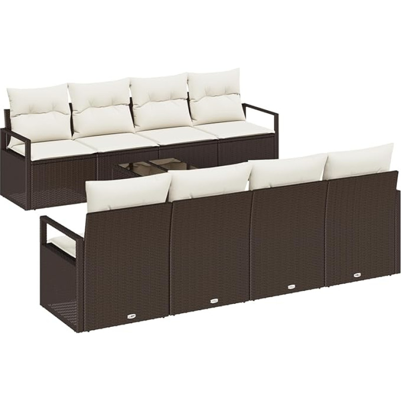 9-teiliges Garten Sofa Set mit Kissen Braun Poly Rattan Gartenlounge Modelis3346308
