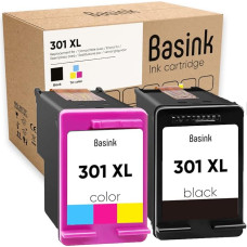 bazinio rašalo kasetė, suderinama su HP 301XL pakuotės 2 juodos spalvos rašalu, skirta 