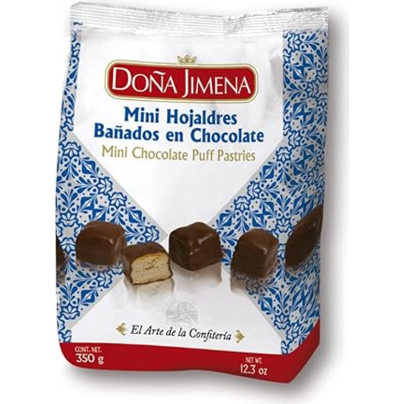 DOÑA JIMENA Aukščiausios kokybės pieniniu šokoladu dengti sluoksniuotos tešlos sausainiai Tipiški kalėdiniai sausainiai Rankų darbo receptas 350g