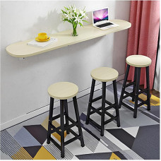 Hängender schmaler Langer Tisch für Zuhause, für kleine Räume, kompakte Lösung, mit Eisenhalterung (weiße Ahornfarbe,