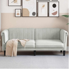 Zweisitzer Sofa Couch Hellgrau Samt Modernes Komfortables 2-Sitzer für Wohnzimmer Lounge