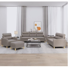 Sofa Garnitur 4-TLG mit Kissen Taupe Stoff Couch Set für Wohnzimmer Balkon Bequeme Sitzgruppe