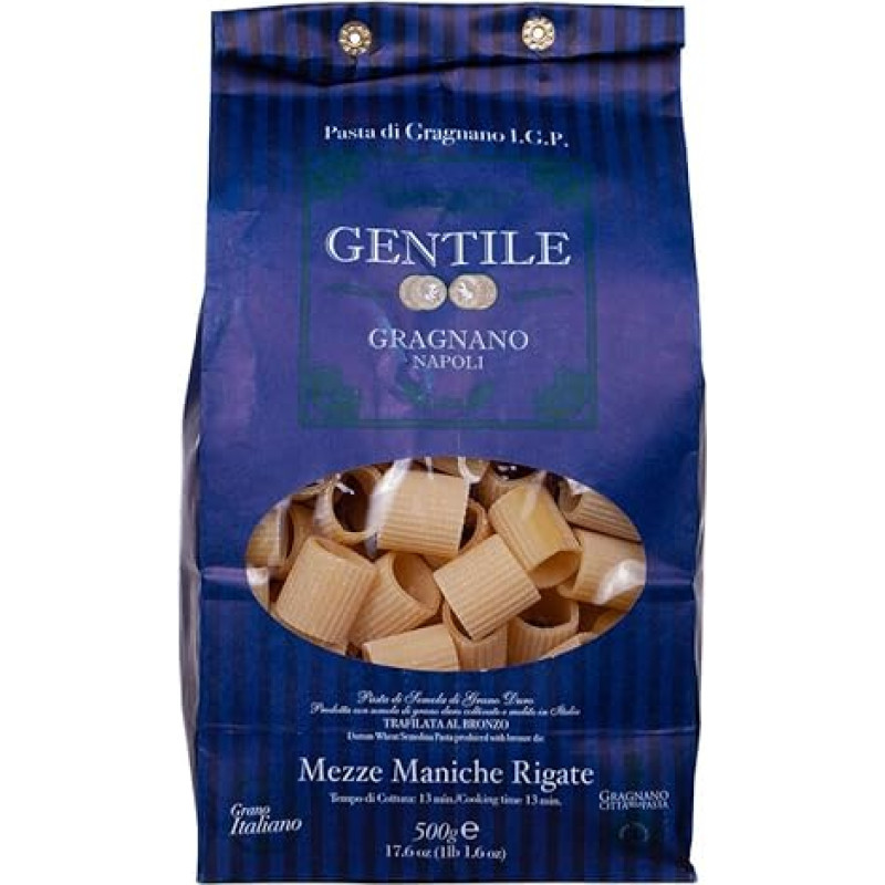 Pastificio Gentile - Mezze Maniche makaronai iš Gragnano 500g