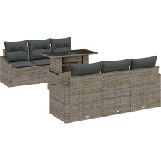 7-teiliges Garten Sofaset mit Kissen graues Poly Rattan Gartenlounge Model3357662