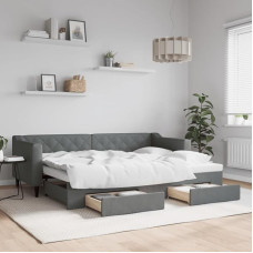 Dienos lova ištiesiama su stalčiais Sofa lova su miego funkcija Dviaukštė lova 80 x 200 cm Viengulė lova Svečių lova miegamajam Svetainė Tamsiai pilka