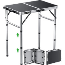 GARLLEN Campingtisch klappbar, 58x40cm & 3 einstellbare Höhen(26/48/70cm), Klapptisch Camping Tisch, Tragbar Beistelltisch Grilltisch Gartentisch Picknicktisch für Camping Picknick Garten(Silber)