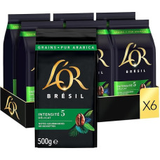 L'OR Sélection Grains Brazil 500 g Arabica, vidutinio skrudinimo, visos pupelės, 100 % arabica, idealiai tinka espreso aparatams arba malūnėliams, 1 x 500 g