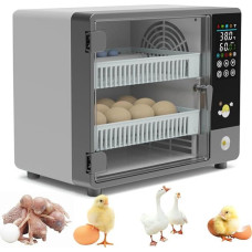Visiškai automatinis inkubatorius, 24 kiaušinių inkubatorius su automatine reverso funkcija, temperatūros reguliavimu ir reguliuojamu kiaušinių laikikliu, dvigubu maitinimo šaltiniu, inkubatorius kiaušiniams
