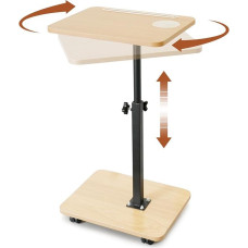 Side Table with Wheels, Side Table, Height Adjustable, Side Table, C Shape, 360° Rotating, Industrial Design, Mobile Coffee Table, Sofa Table, Bedside Table for Bedroom, Living Room