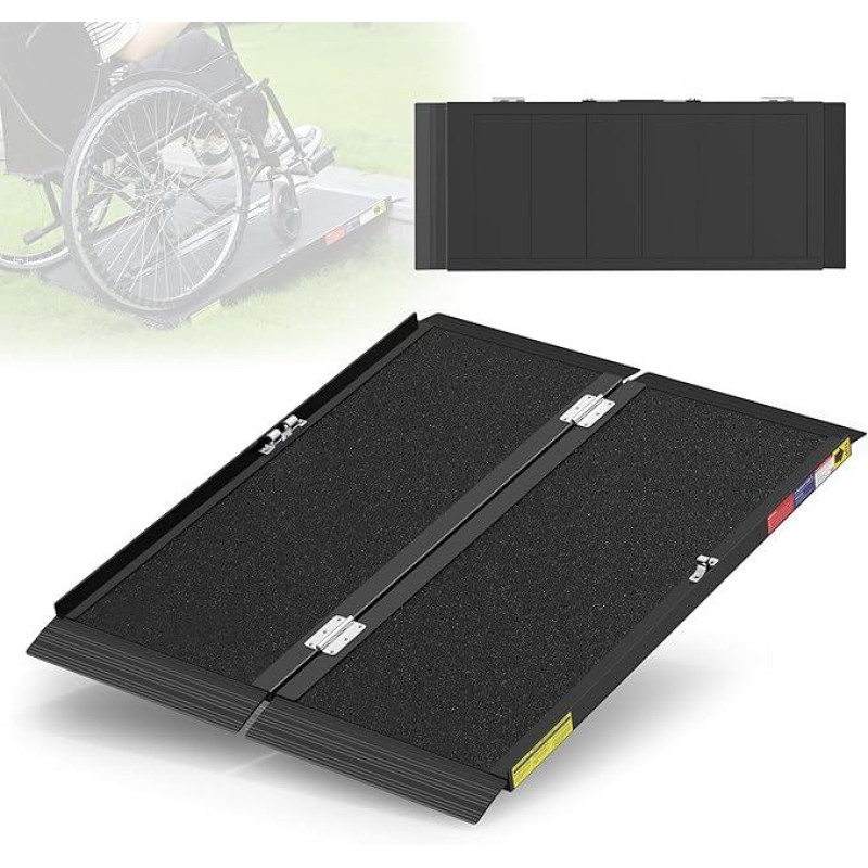 Nešiojama neįgaliųjų vežimėlių rampa - reguliuojama (2FT-10FT) | Iki 272 kg apkrovos | Neslystanti ir stabili (4 pėdos (1,2 m))