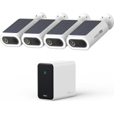 AOSU 4K UHD AI Surveillance Camera Outdoor Solar Battery 4-Cam Kit with HomeCortex Smart Face Detection, Behavior Analysis: Person/Car/Animal Detection 32GB Local & 16TB Expandable Colour Night Vision