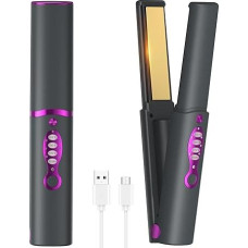 OBEST Wireless Hair Straightener, 2-in-1 Wireless Straightener and Curling Iron, Portable Travel Mini Hair Straightener with Titanium, Fast Heat, Type-C Rechargeable, 3 Temperature Adjustable