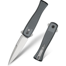 NedFoss MERMAID II sulankstomas peilis, 8,5 cm 14C28N plieninis kišeninis peilis su mygtukiniu užraktu, peilis viena ranka su aliuminine rankena, lauko peilis su diržo spaustuku, išgyvenimo peilis kasdieniam naudojimui, kolekcija ir