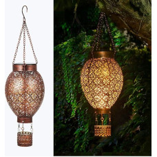 Saulės žibintai, skirti naudoti lauke, IP65 vandeniui atsparus metalinis saulės žibintas, skirtas kabinti lauke, rytietiški saulės žibintai lauke, sode, balkone, terasoje, vejoje, dovanose (karšto oro balionas)