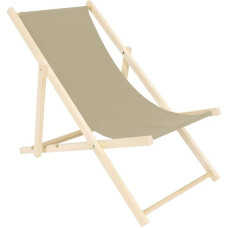 Folding Beach Lounger, Lightweight, 119 x 58 cm, Wooden Deck Chair for Garden, Balcony, Sun Lounger, Wood, Weatherproof, Folding Beach Chair Made of Beech with Cotton Fabric, Foldable Beach
