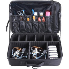 Tragbare Angelrollentasche Organizer für Angelzubehör Verstellbare Trennwände wasserdichte Aufbewahrungstasche für Angelrollen und Zubehör