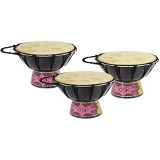 A-Star Mini Trio Djembe African Drum Set - 3 x 5 Inch Colourful Hand Painted Authentic Drums - 25cm Height, 13cm Diameter