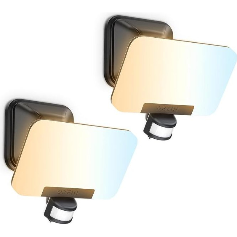 OREiN 2800LM LED lauko šviestuvas su judesio jutikliu 24 W, 3 spalvos ir 3 veikimo režimai (įskaitant nuolatinę šviesą) Lauko prožektorius su 122 šviesos diodais, maks. 12 m nuotolis, visiškai pasukamas, IP65
