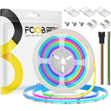COB WS2811 IC RGB Flexible High Density LED Strip 16.4 ft/5 m DC24V 630LEDs/m 50IC 10 mm Width White PCB Dream Colour Uniform Light Track Colour for DIY (Power Supply and Control Not Included)
