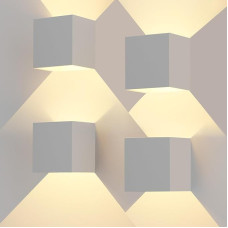 4 LED sieninių vidaus/ lauko šviestuvų pakuotė 3000 K sieninis vidaus šviestuvas, 12 W aukštyn ir žemyn šviečiantis lauko sieninis baltas šviestuvas, reguliuojamas šviesos spindulys, lauko šviestuvai, lauko žibintai, namo siena IP65