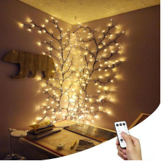 HoldOneLight Willow Vine Twig Lights, 144 LED, 8 Modes, USB Tree Light with Remote Control, Timer, Flexible Artificial Tree Branch, Indoor Wall Decoration, Aesthetic Room (2 Pieces)