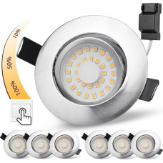 LED Recessed Spotlight 230 V Dimmable Flat 30 mm LED Spotlights 5 W 500 LM Recessed Spotlight 3 Levels 3000 K Warm White Recessed Ceiling Lights 68 mm Installation Diameter Ceiling Spotlights