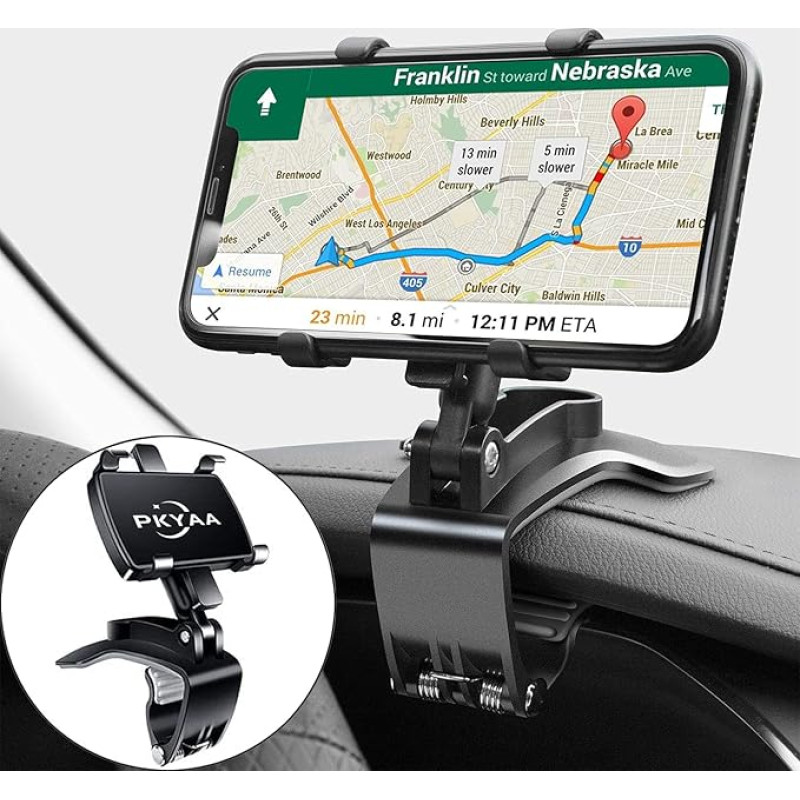 Anteel Car Phone Holder, Rotating Dashboard Clip Phone Holder, 360 Degree Rotation Mobile Clip Stand for 4 to 7 Inch Smartphones