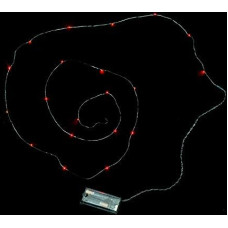 EUROCINSA 25333 Copper Strip Silver with 20 Red Lights (without batteries) 190 cm Pack of 1 LED, Red, One Size