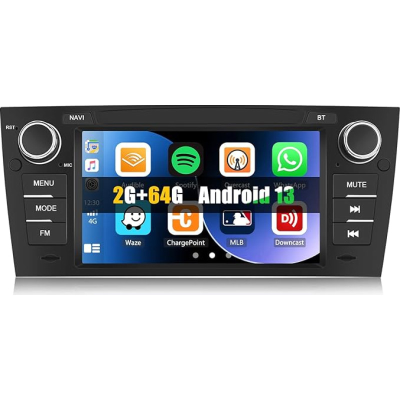 [2+64G] SIXWIN Android 13 Car Radio for BMW E90 with Carplay/Android Car/Mirrorlink, 7 Inch Capacitive Touchscreen Supports WiFi GPS FM Bluetooth EQ