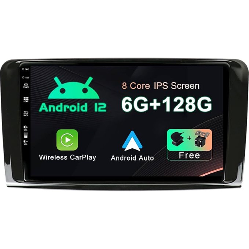 SXAUTO Android 12-6G+128G - IPS Car Radio Suitable for Benz GL ML Class W164 X164 ML350 ML450 ML500 GL320 GL450 - Wireless Carplay/Android Car - Camera + Mic - DAB SWC Fast Boot 360-CAM - 2 DIN 9 Inch