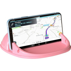 Loncaster Car Phone Holder, Car Phone Holder, Silicone Car Pad Mat for Various Dashboards, Non-Slip Desk Phone Stand, Compatible with Smartphones, GPS Devices and More (Pink)