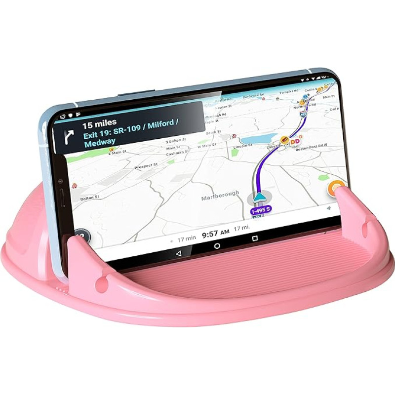 Loncaster Car Phone Holder, Car Phone Holder, Silicone Car Pad Mat for Various Dashboards, Non-Slip Desk Phone Stand, Compatible with Smartphones, GPS Devices and More (Pink)