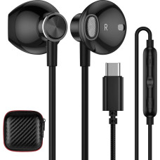 USB C Headphones Type C Headset, USB C Earphones Semi In Ear with Cable and Microphone HiFi Stereo Headphones for iPhone 16 15 Pro Pixel 9 Pro 8a Samsung Galaxy A35 A55 S24 A34 A54 S23 FE OnePlus 12